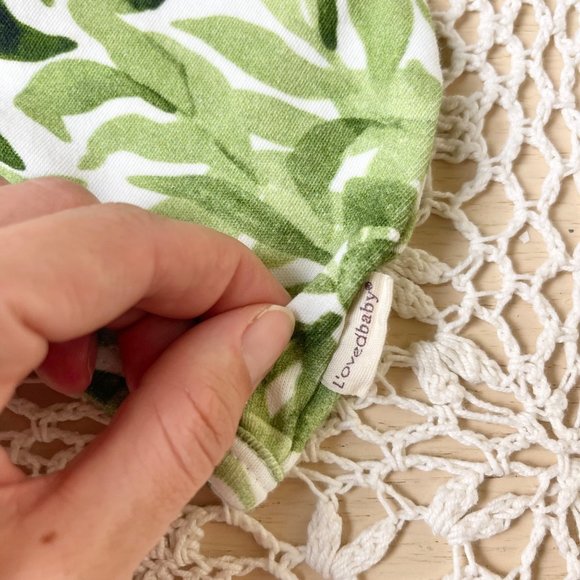 L'ovedBaby 0-3 Months Green Leaf Organic Cotton Zip Footie Hat Set - Picture 2 of 6